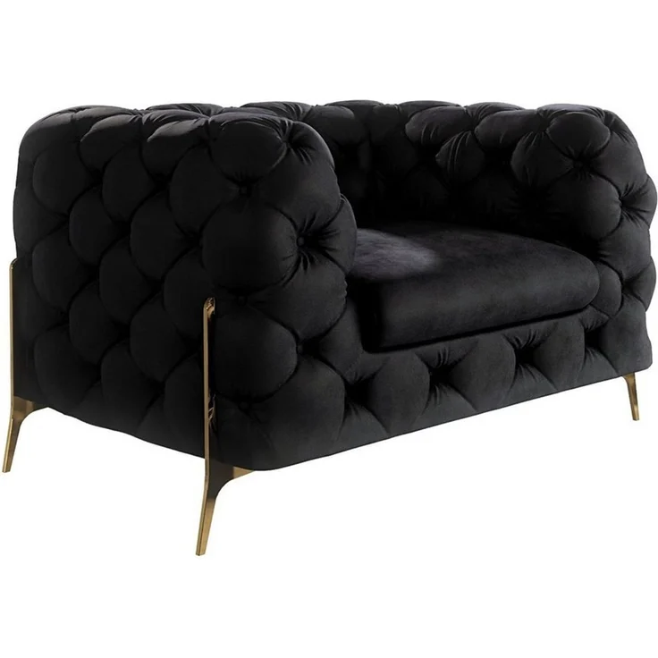 S-Style Möbel Chesterfield-Sessel Ashley mit Goldene Metall Füßen, mit Wellenfederung – Bild 2