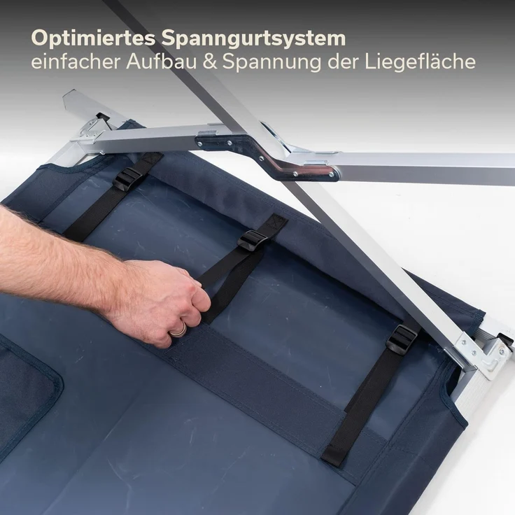 Skandika Feldbett Campingliege Vuoma, Klappbare Sonnenliege, Campingbett, max. 200 kg Organizer-Tasche, 210x75 cm, Anti-Rutsch-Füße, Tragetasche, Garten – Bild 4