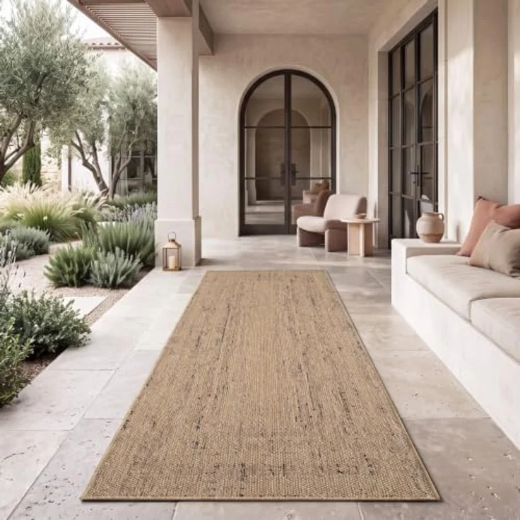 TT Home Teppich Diele, Flur, Küche, Außenbereich, Rechteckig, Höhe: 4 mm, Waschbarer In-& Outdoorteppich Wetterfest Terrasse Uni Moderner Boho A – Bild 1
