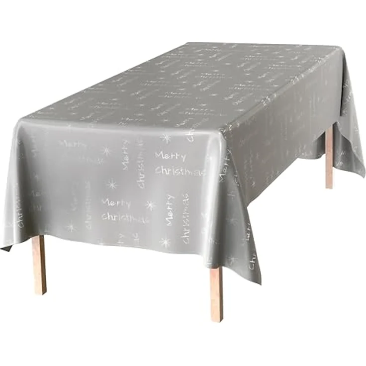 Emma Barclay Weihnachtstischdecke, rechteckig, maschinenwaschbar, Weihnachts-Tischdecke in Rot mit silbernem Schneeflocken-Design, 178x274 cm – Bild 7