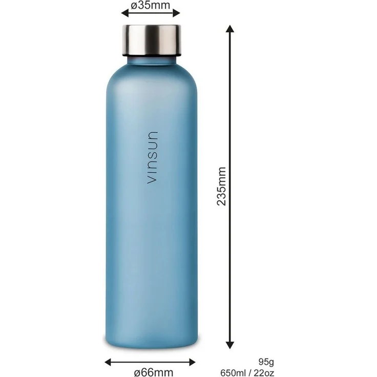 Vinsun Trinkflasche Tritan Wasserflasche 650ml - Sportflasche Kohlensäure geeignet, Auslaufsicher, BPA frei, bruchsicher, geruchs- und geschmacksneutral – Bild 2