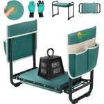 Sekey Höhenverstellbare Kniebank für Gartenarbeit Belastbarkeit 180KG, Gartenhocker Klappbar mit Werkzeugtaschen, Knie Komfort Garten, Grün