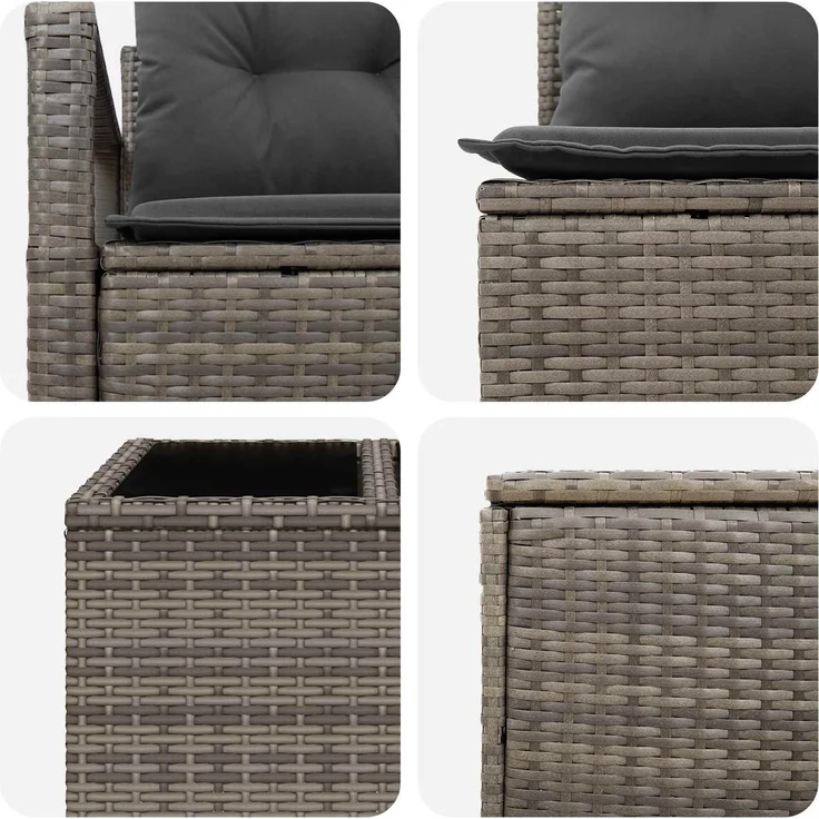 vidaXL Sofa Set 6 stk. Grau und Dunkelgrau Polyrattan und Stahl 3447244 – Bild 9