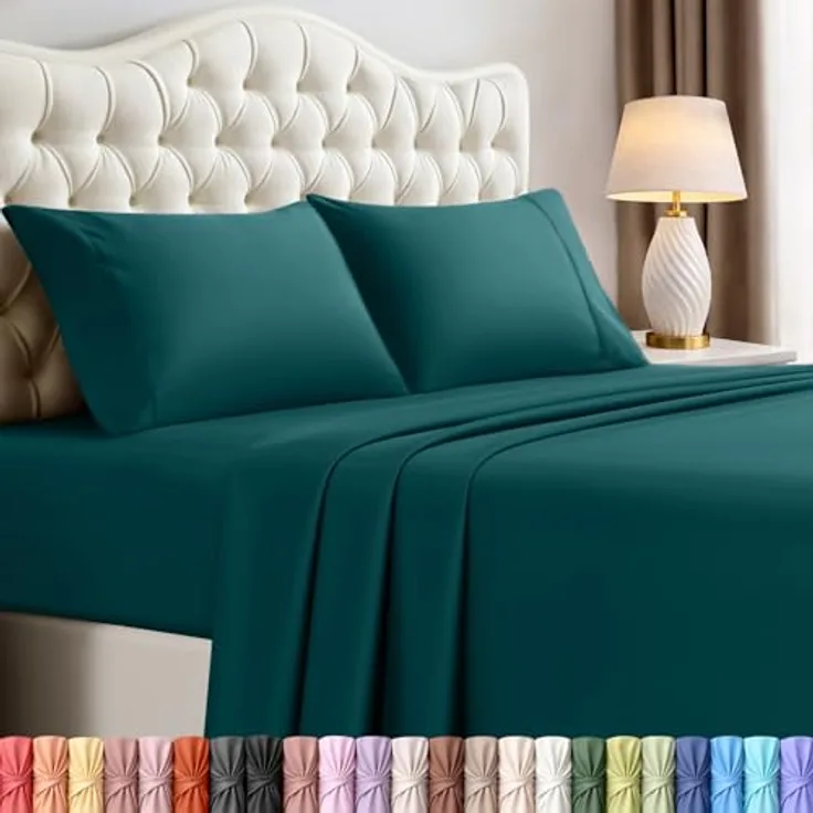 Utopia Bedding Bettwäscheset, 4-teilig, gebürstete Mikrofaser, schrumpft und lichtbeständig, pflegeleicht (Voll, Aquamarin)