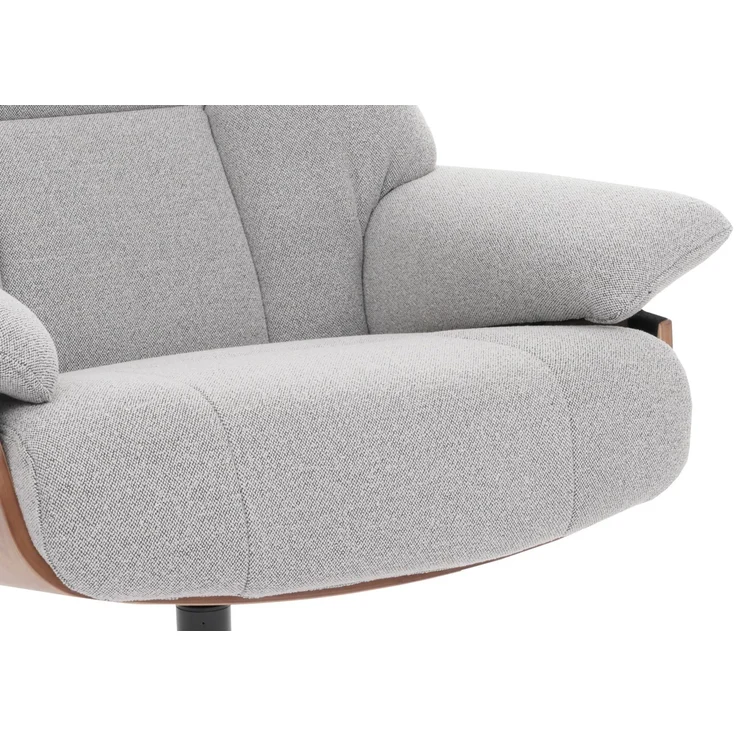 MCA Relaxsessel + Hocker HWC-N57, Fernsehsessel Liegesessel, Bouclé Stoff Holz ~ grau – Bild 6