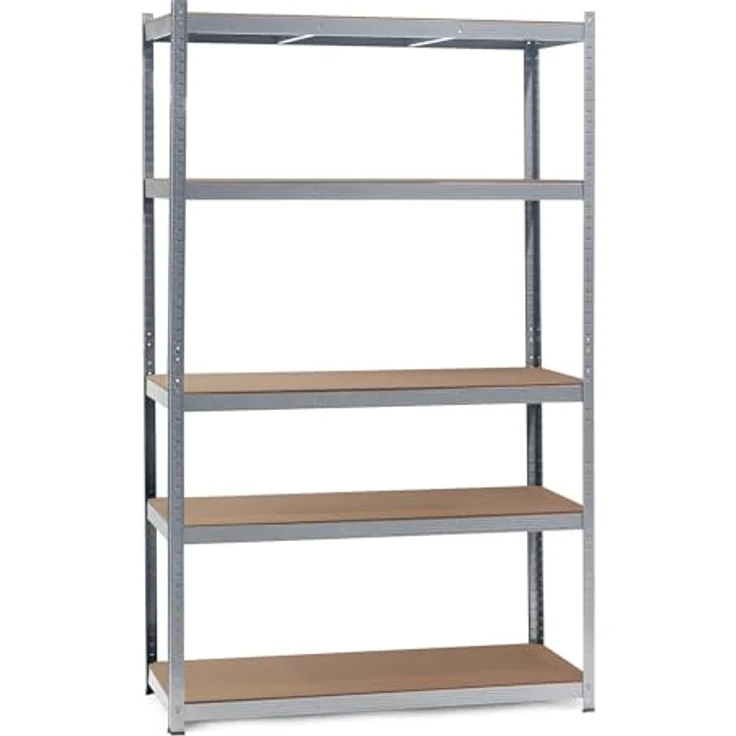 Wiltec Schwerlastregal 120 x 60 x 204 cm, 200kg/Ablage, Steckregal verzinkt aus Stahl, Lastenregal mit 5 Ablagen, Werkstattregal – Bild 2