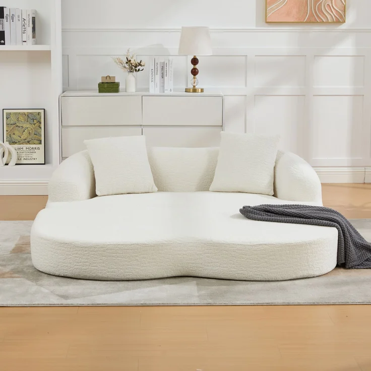 ZUBALIYA Schlafsofa 84x65 cm, mit LED - Beleuchtung, mit Chenille - Bezug, modular aufgebaut, mit Schaumstoffpolsterung, Beige – Bild 12
