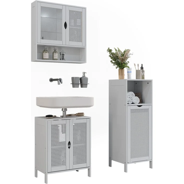 Badmöbel-Set Liora Weiß 3-teilig Vicco – Bild 5
