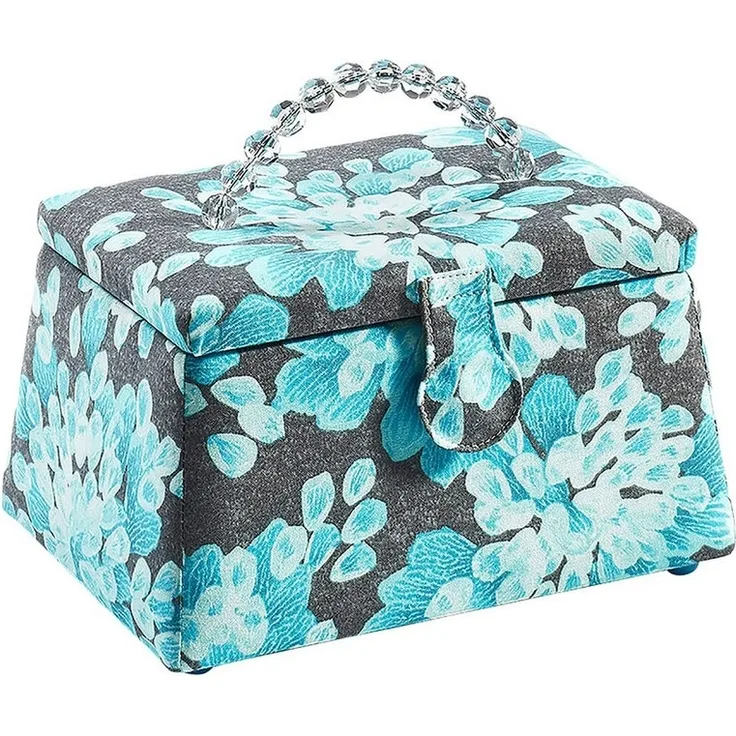 Kobolo Nähkorb Nähkästchen Trapezform in Grau und Türkis (grau und türkis)