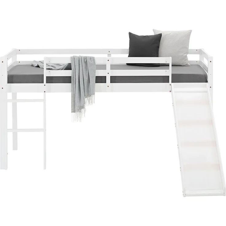 Halbhochbett Spielbett Kinderbett Leiter Rutsche Kiefer 90x200 cm massiv Jugendbett – Bild 9