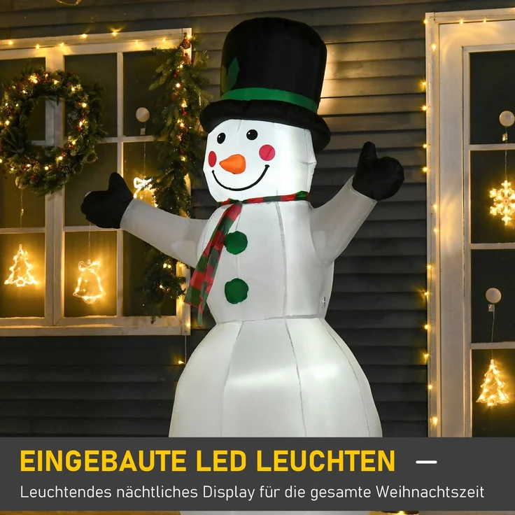 HOMCOM Weihnachtsschneemann, Polyester, Weiß, 130L x 72B x 193H cm – Bild 4