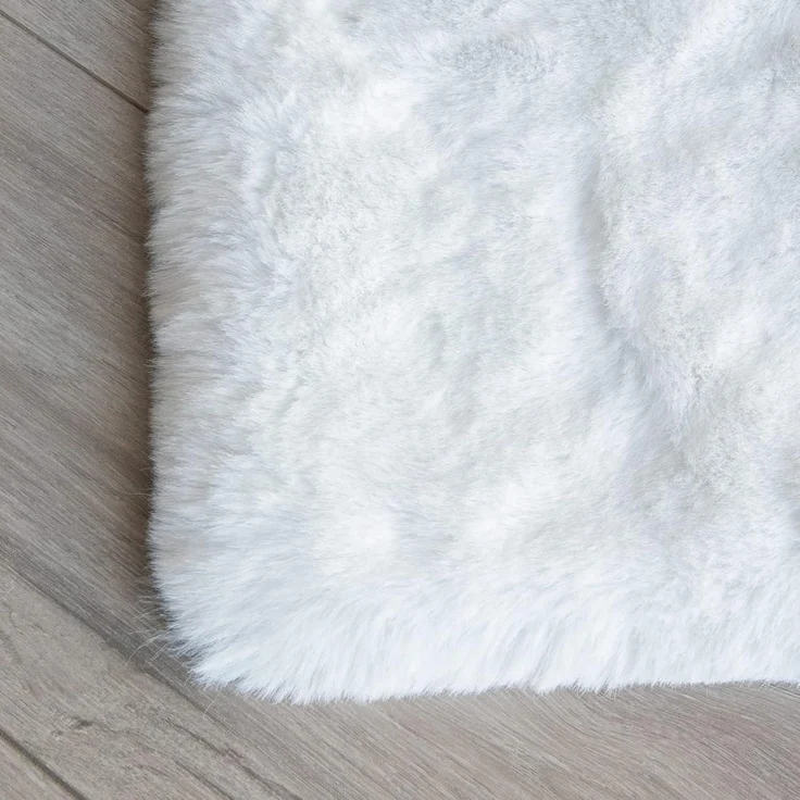 Teppich Fellteppich Waschbar Wohnzimmer 150 x 215 cm (Rechteckig) Weiß – Bild 6