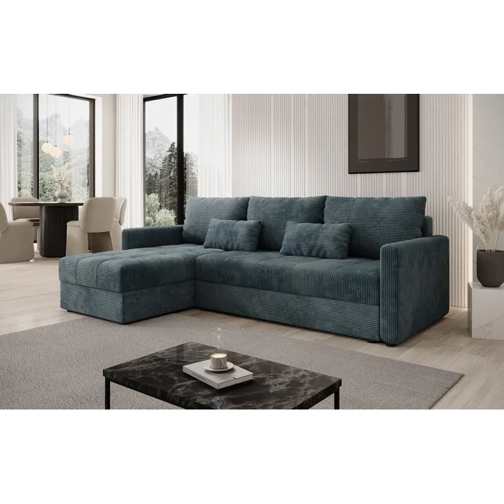 Luxusbetten24 Schlafsofa Designer Sofa Roma in Cord, mit Stauraum und Schlaffunktion