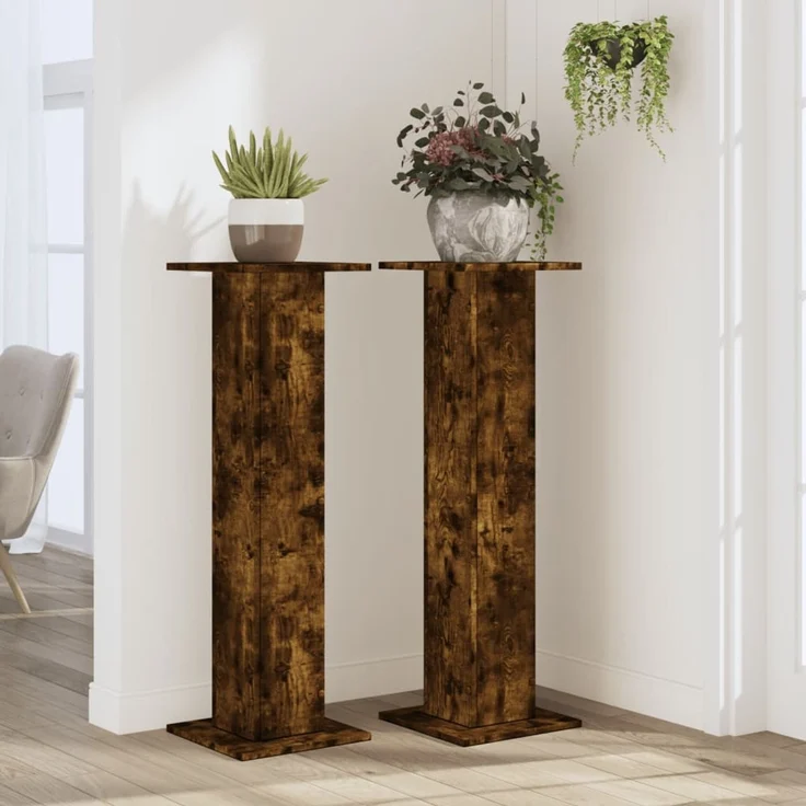 vidaXL Pflanzenständer 2 Stk. Räuchereiche 30x30x95 cm Holzwerkstoff 3307877 – Bild 3