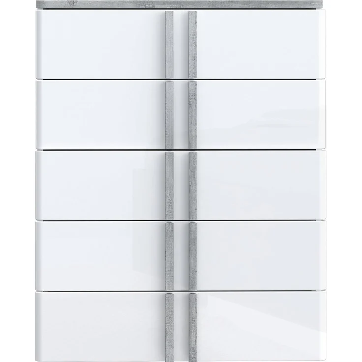 FORTE BUGANVILLA Kommode 85 aus Holzwerkstoff mit 5 Schubladen, Weiß/Betonoptik, 80,7 cm breit x 100 cm hoch x 42 cm tief – Bild 5