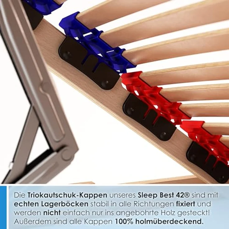 Lattenrost Vario Plus Sleep Best 42®, Schlummerparadies, Kopfteil manuell verstellbar, Fußteil manuell verstellbar, aus 100% BUCHE, 10 Jahre Garantie, SCHULTERFRÄSUNG, unmontiert – Bild 9