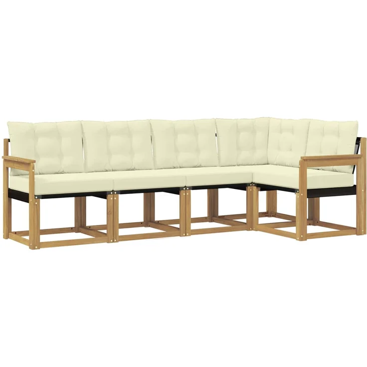 vidaXL Outdoor-Sofagarnitur 5 stk. 5-Sitzer Weiß und Creme 3389468 – Bild 2