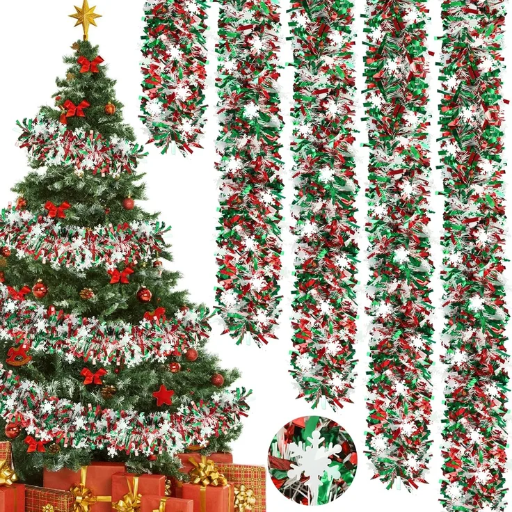 4 m Weihnachtsdekoration, Baumform, hängend, Rot, Innen & Außen