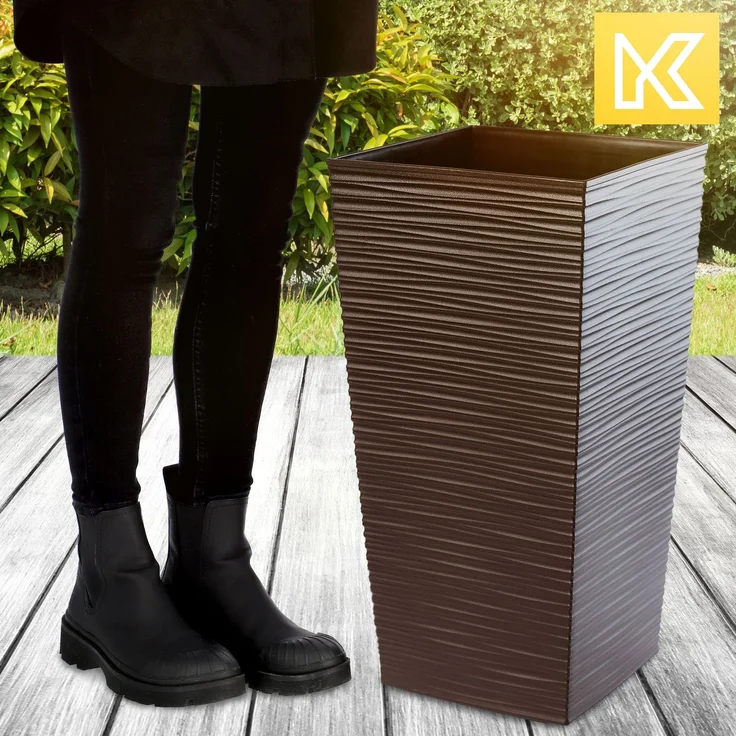 KADAX Blumentopf Blumentopf mit Einsatzabdeckung Blumenständer Hoch Garten Mokka 29x57cm – Bild 9