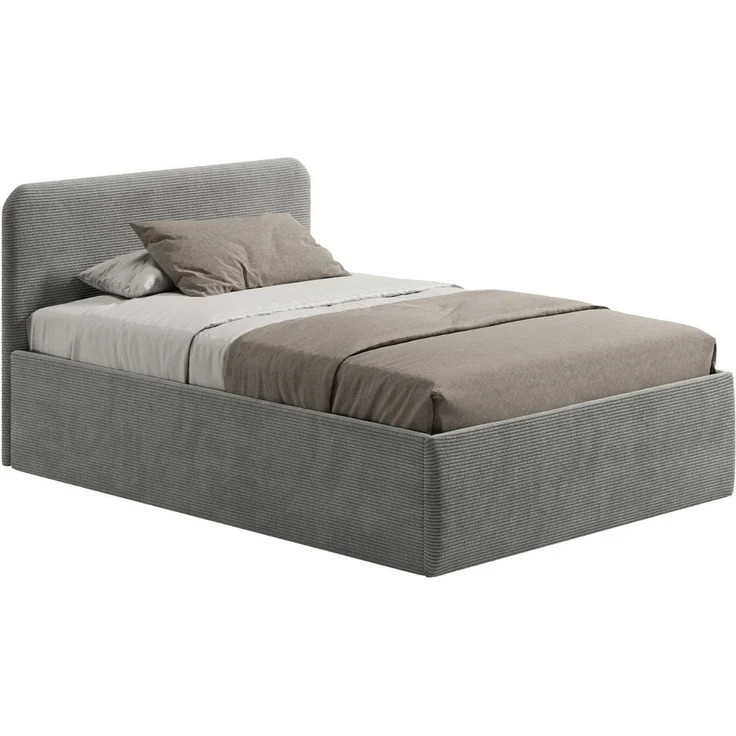 Home Collective Polsterbett Bett mit Stauraum, verstellbarem Lattenrost, viele Größen (Größen: 100x200 120x200 140x200 160x200 180x200 200x200, hochwertiger Kordstoff, made in Germany), wählbare Matratze Federkern oder Kaltschaum, Grau – Bild 2