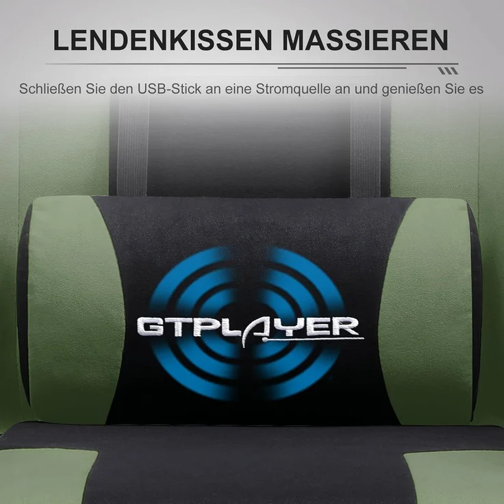 GTPLAYER Bürostuhl Gaming Stuhl Stoff Gaming Sessel Ergonomischer Gamer Stuhl mit Fußstütze, Kopfstütze Lendenkissen, Gepolstert Gaming Chair, Drehsessel – Bild 7