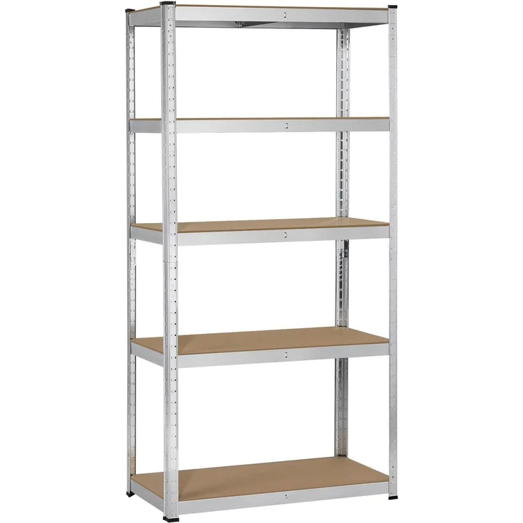 Yaheetech Lagerregal XL Kellerregal Werkstattregal Regal verzinkt belastbar bis 175kg, Größe: 180 x 90 x 40 cm, Keller, Silber