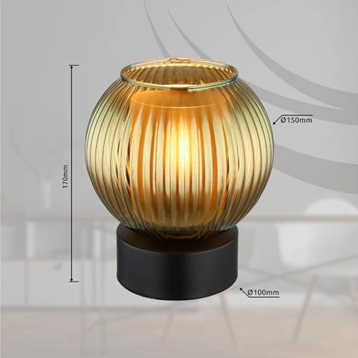 Globo Tischleuchte Zumba, Nachttischlampe mit E27 Fassung, schwarz-grün, H 17 cm, 25W – Bild 4
