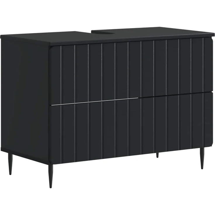 vidaXL 2-teiliges Badezimmer Schrank Set ZWOLLE Schwarz Holzwerkstoff 3417676 – Bild 2