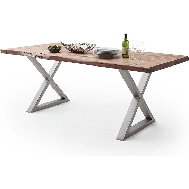 Baumkantentisch >Calabria< in Akazie natur lackiert - 200x79,5x100 (BxHxT)
