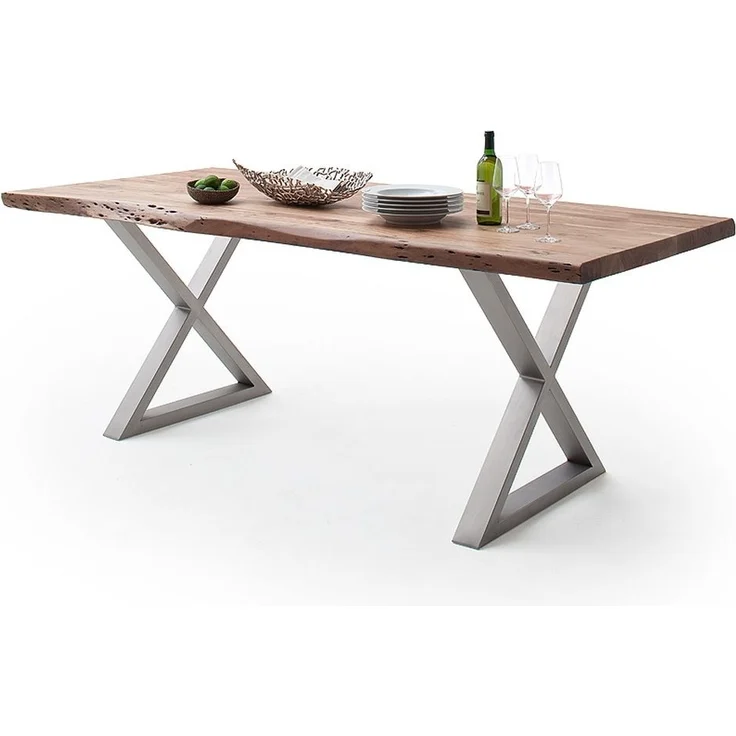 Baumkantentisch >Calabria< in Akazie natur lackiert - 200x79,5x100 (BxHxT) – Bild 1