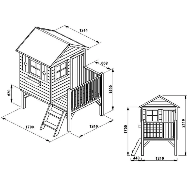 Kinderspielhaus mit Rutsche und Leiter Spielhaus Holz-Gartenhaus #3991 – Bild 5