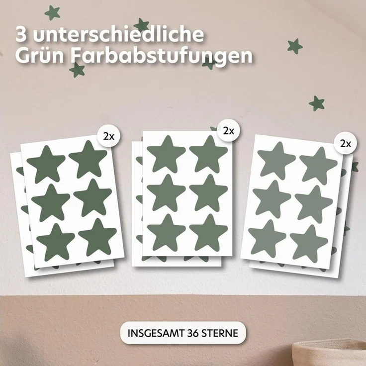 lilimaus Wandsticker Herzen, Sterne & Punkte selbstklebend - Deko fürs Kinderzimmer (36 St), Herzen, Sterne oder Punkte - 36er- & 132er-Set, ablösbar – Bild 2