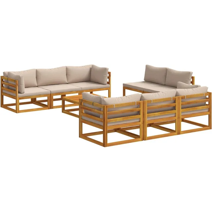vidaXL 9-teiliges Garten-Lounge-Set, modular Natur Massivholz Akazie 3417225