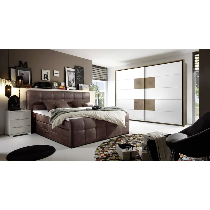 Boxspringbett mit Bettkasten 180x200 hellbraun ASB2