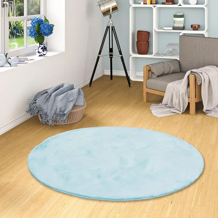 Pergamon Fellteppich Fellteppich Luxus Super Soft Plush Rund, Rund, Höhe: 25 mm – Bild 1
