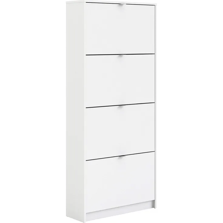 Schuhschrank mit vier Türen mit doppelter Tiefe, Farbe Weiß, 70,3 x 162 x 24,05 cm