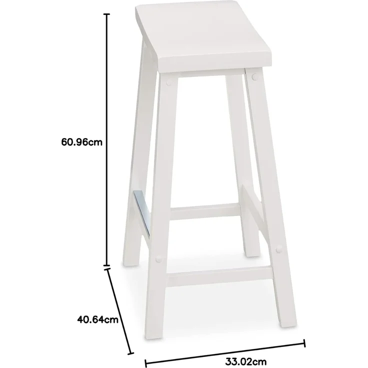 Amazon Basics Hocker für Küchentheke, Sitzfläche aus Massivholz, 61 cm hoch, Weiß, 2 Stück – Bild 9