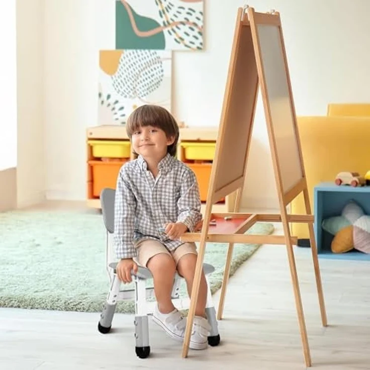 Clevich Kinder Schreibtischstuhl, Kinderstuhl Plastik bis 100KG, Kinder Stuhl Höhenverstellbar, mit Rückenlehne, ab 2 Jahr, Schule, Kinderzimmer, Tagespflege, Kindermöbel (Grau, 4PCS) – Bild 6
