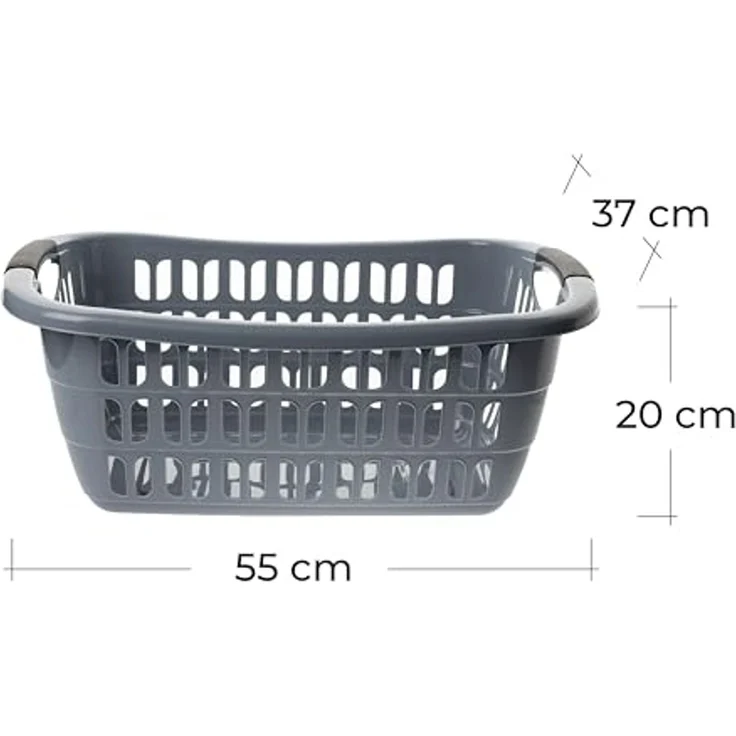 Centi Wäschewanne Große Wäschewanne grau vielseitig stapelbar robust (3er-Set), Waschschüssel mit Griffen – Bild 2
