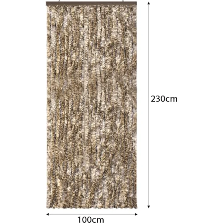 Moritz Flauschvorhang aus Chenille 100 x 230 cm braun beige meliert Türvorhang als Fliegenschutz Insektenschutz für Camping Wohnwagen – Bild 2