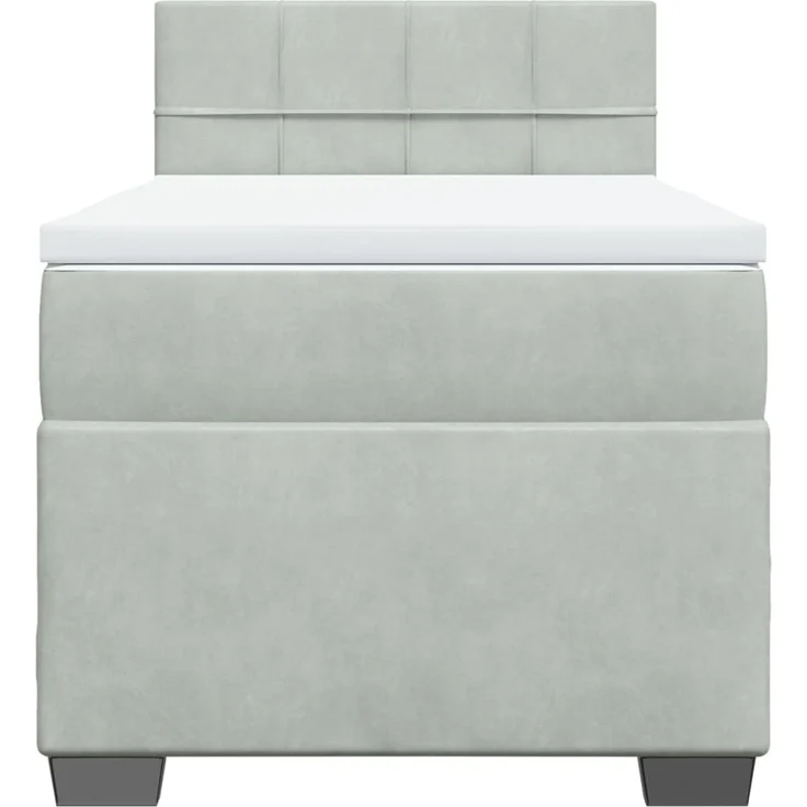 vidaXL Boxspringbett mit Matratze Hellgrau 80x200 cm Samt 3286162 – Bild 4