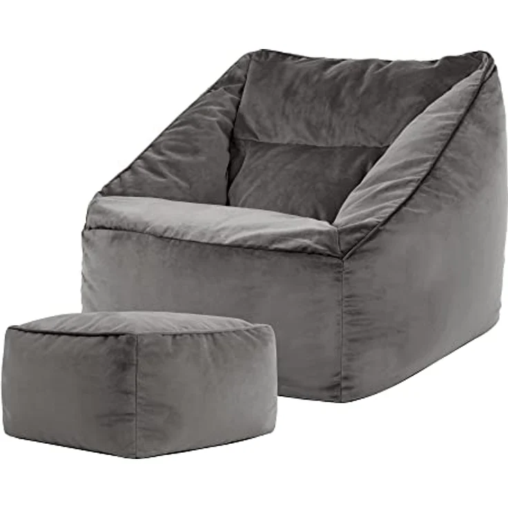 Icon Riesen Sitzsack Sessel „Natalia“, Plüsch XXL Sitzsack Erwachsene mit Füllung für das Wohnzimmer, Riesensitzsack Sofa XXL (Grün, Sitzsack + Hocker) – Bild 6