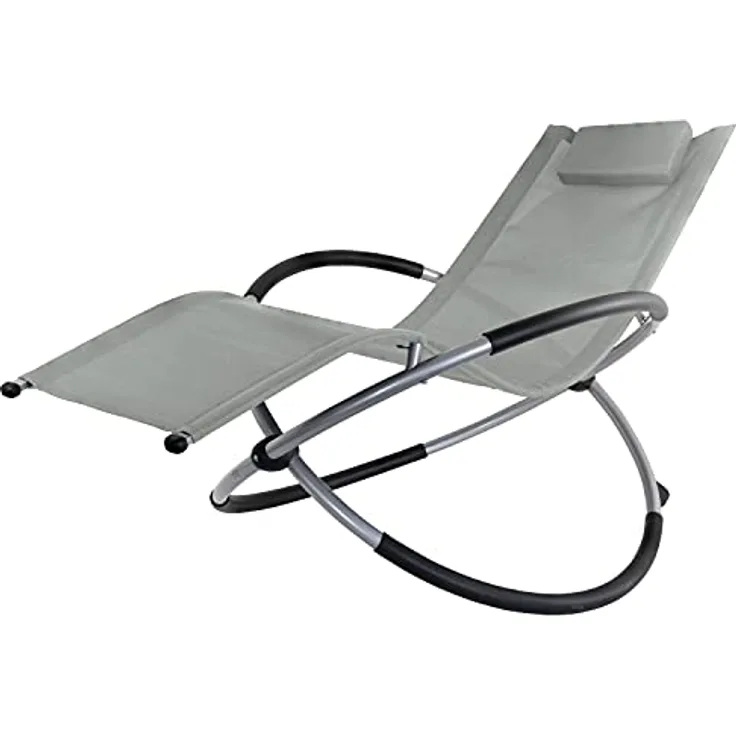 Kingpower Schaukelliege Gartenliege Klappbar, Relaxliege mit ergonimischem Design, max. 150 kg, Grau