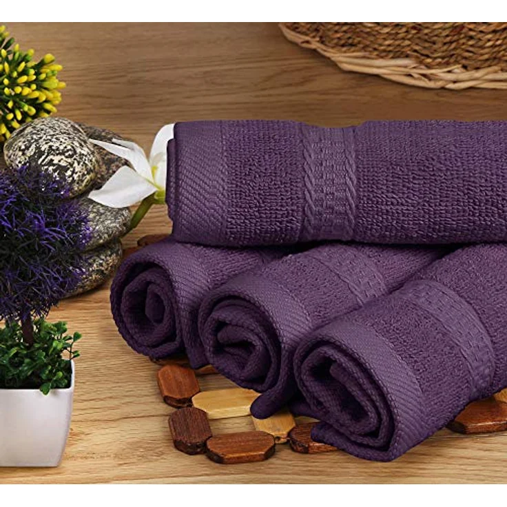 Utopia Towels - 8 teilig Handtücher Set aus Baumwolle mit Aufhänger - 2 Badetuch, 2 Handtücher und 4 Washclappen - (Pflaume) – Bild 8