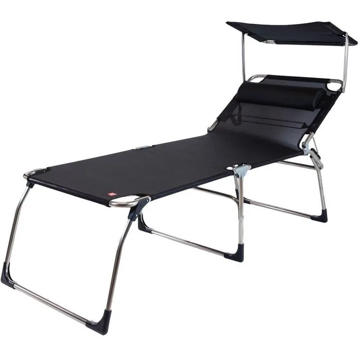 Dreibeinliege Amigo BIG mit Sonnenblende aus Aluminium, Schwarz