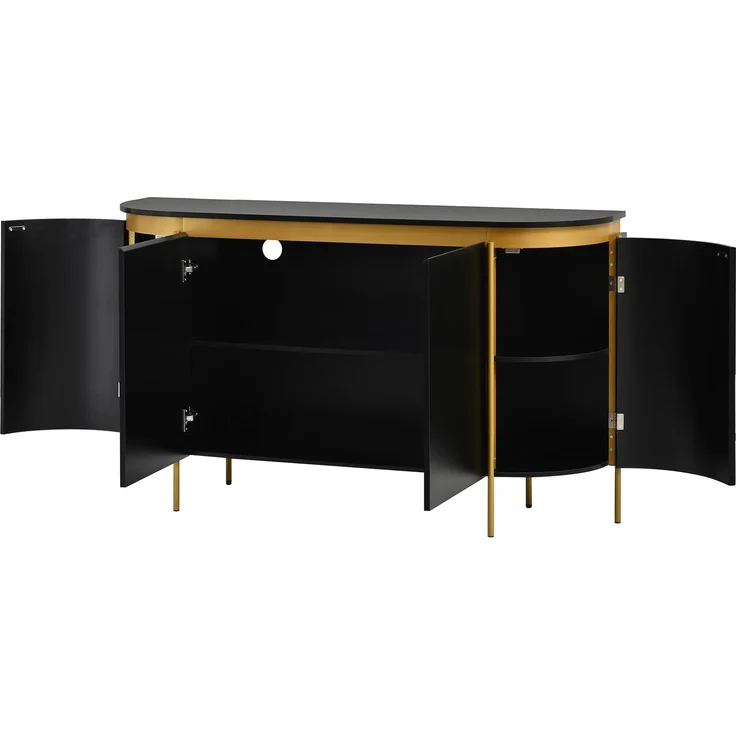 ZUBALIYA Sideboard 140x38x80 cm, mit 4 Türen, aus MDF, Schwarz – Bild 20