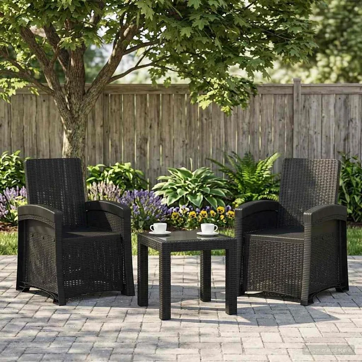 vidaXL Liegesessel Garten Rattan-Optik 2 Stk. Anthrazit PP 8011996 – Bild 1