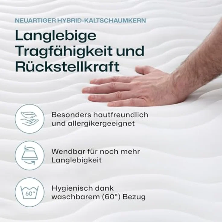 Kaltschaummatratze Kinder- und Jugendmatratze Softwelle Härtegra.., RAVENSBERGER Matratzen, 16 cm hoch, Härtegrad H1/H2 (RG 30) 80x200 cm mit PES Bezug – Bild 6