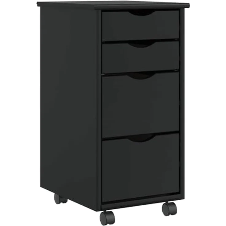 vidaXL Rollschrank mit Schubladen MOSS Schwarz Massivholz Kiefer 4015792 – Bild 2