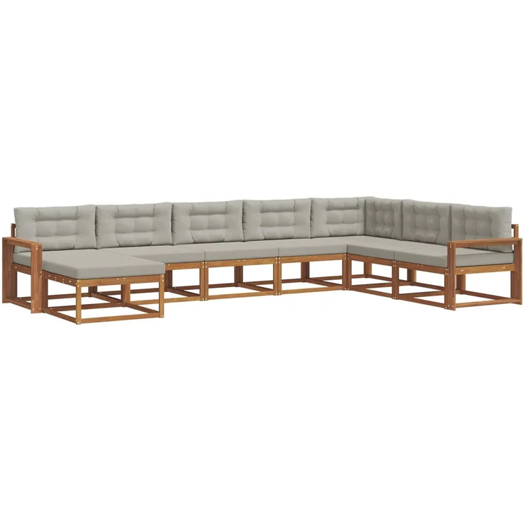 vidaXL Outdoor-Sofagarnitur 8 stk. 8-Sitzer Natur und Hellgrau 3368004 – Bild 2